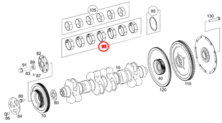Main Bearing Detroit Diesel DD15 Set of 7 (A4720300740)