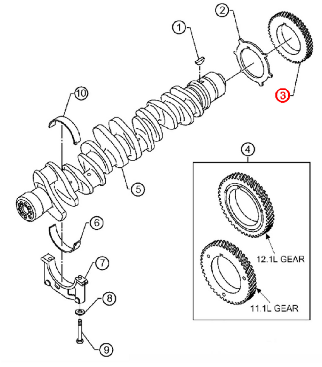 Engine Crankshaft Drive Timing Gear Detroit Diesel S60 12.7L Non-EGR (08929497)
