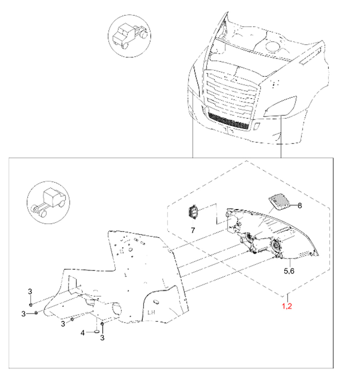 Set of 2 LH & RH Headlamp Assembly with Bulbs Freightliner Cascadia 2018-up (A66-01512-002 & A66-01512-003)