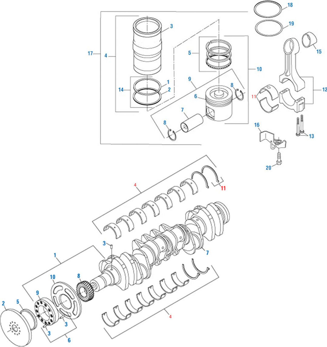 Lower Bearing Kit STD Cummins ISX Dual Overhead Camshaft