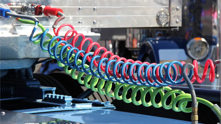 Coiled Air Brake Hose Kit 15 FT with 40 in. Lead, Pair (Red & Blue)
