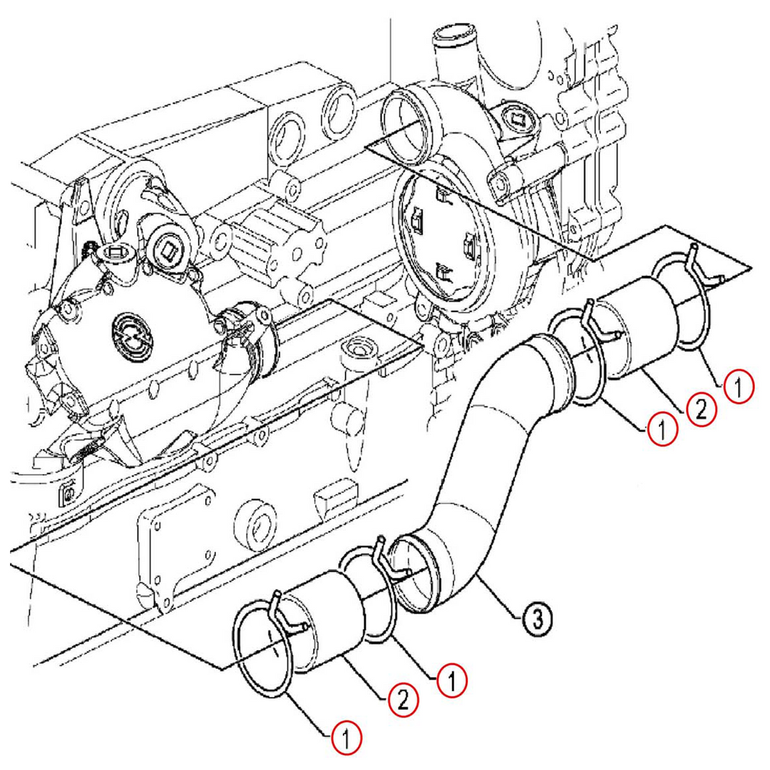 Manguera de refrigerante de silicona de 2,75" x 3" con abrazaderas de par constante para bomba de agua a enfriador de aceite de Detroit Diesel Serie 60