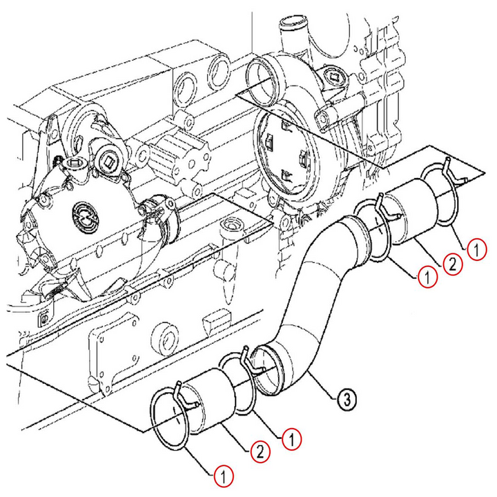 Manguera de refrigerante de silicona de 2,75" x 3" con abrazaderas de par constante para bomba de agua a enfriador de aceite de Detroit Diesel Serie 60
