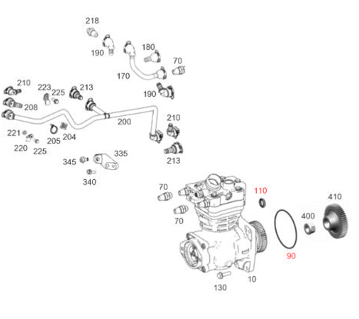 Mounting Seal Kit, Air Compressor DD15 (1 - A0309976645, 1 - A0239977145)