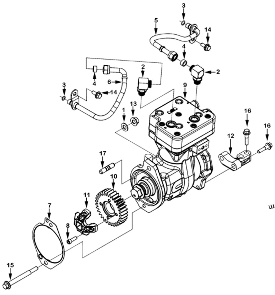 Air Compressor New, Cummins ISX SOHC (2010+)(Alt 9111530197)