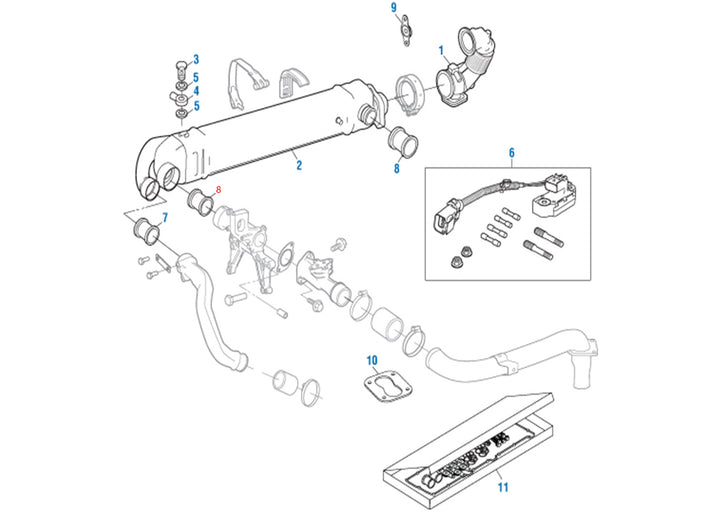 Tubo de conexión del enfriador de EGR y tubo colector DD15