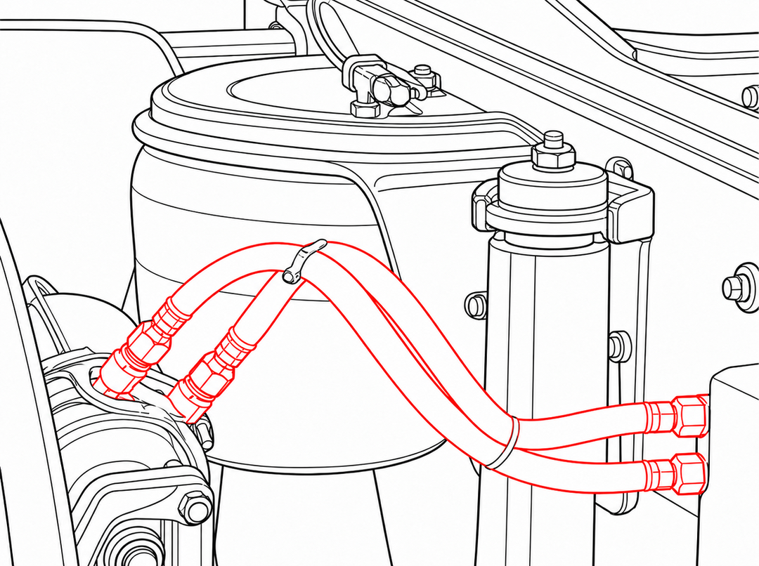 3/8" ID x 30" Air Brake Hose Assembly, 3/8" Male Rigid Swivel x 3/8" Male Rigid Swivel, Black