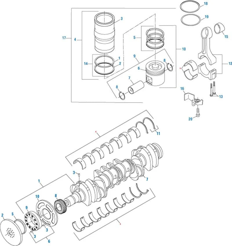 Main Thrust Bearing Kit for Detroit Diesel Series 60 12.7L & 14.0L | Heavy Duty Engine Main Bearing Kit (23533688)