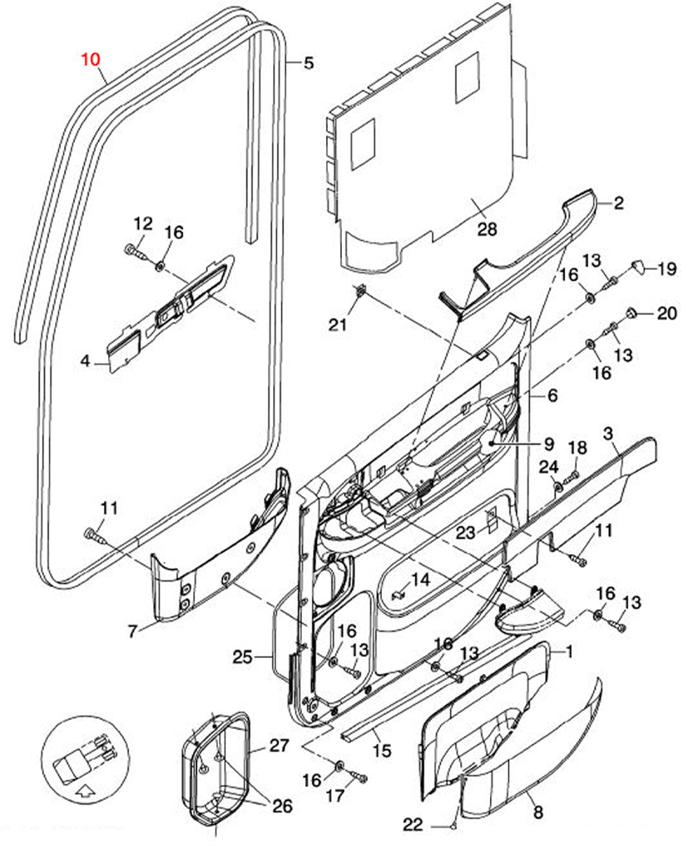 Cab Door Weather Strip (Freightliner Century, Columbia)