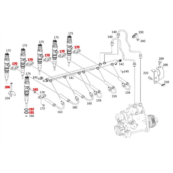Set of 6 Injector Seal Kit with Bolt and Cup Sealing Ring Detroit Diesel DD15