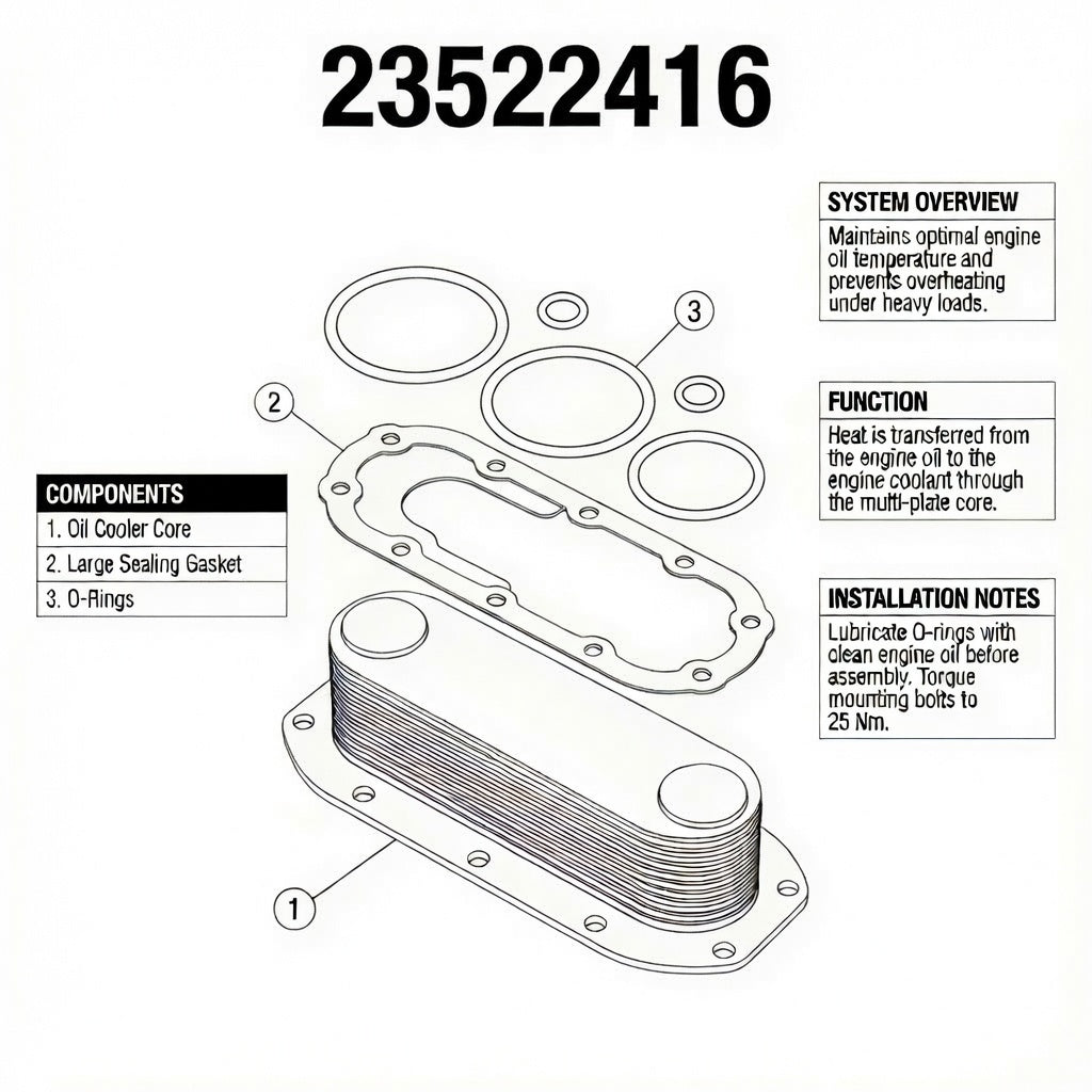 Series 50 & 60 Engine Oil Cooler (11.1L, 12.7L, & 14L) (23522416)