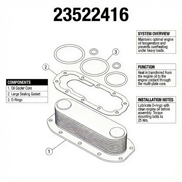 Series 50 & 60 Engine Oil Cooler (11.1L, 12.7L, & 14L) (23522416)