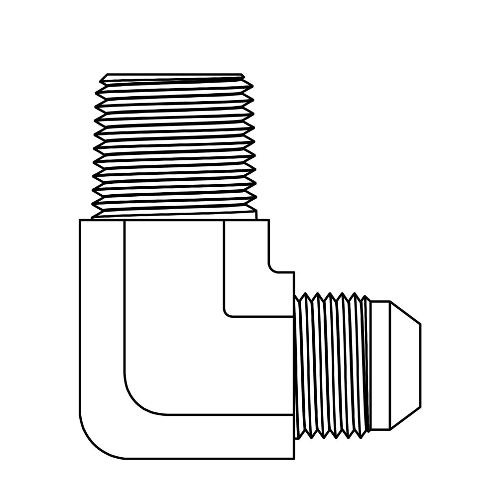 Acoplamiento macho de 90°, 1/2" de diámetro interior x 7/8-14" (tamaño de rosca)