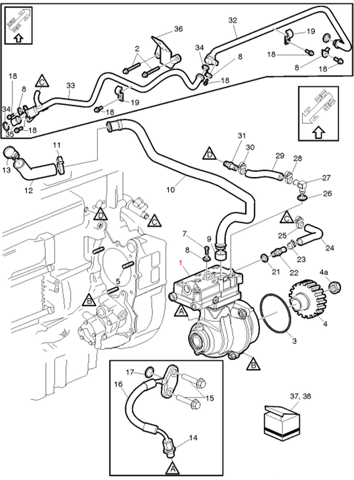 Air Compressor New, Mack MP8 & Volvo D13, FM9, FM12, FH13, FH16 Engines