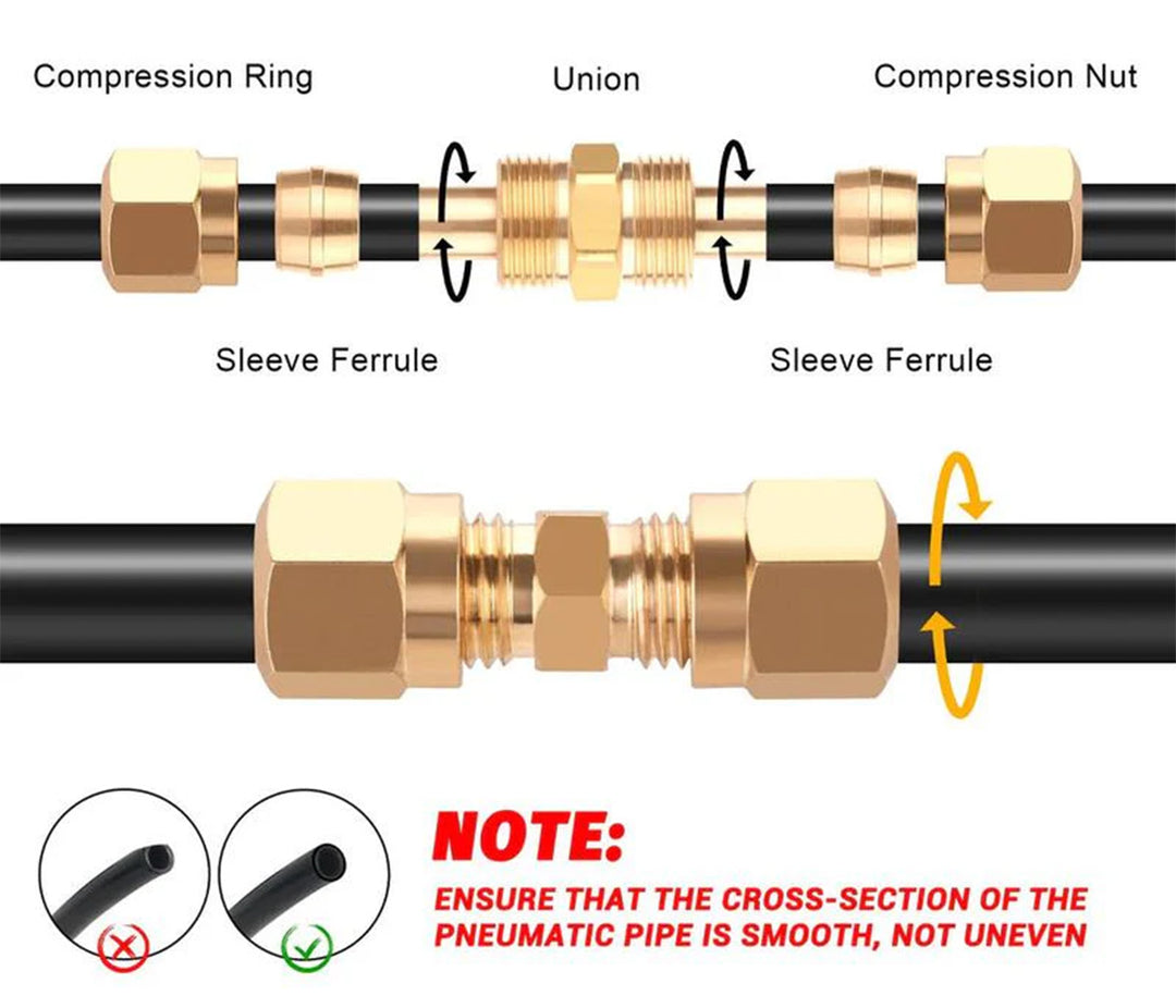 Brass Air Hose Union 1/2" ID (Set of 5)