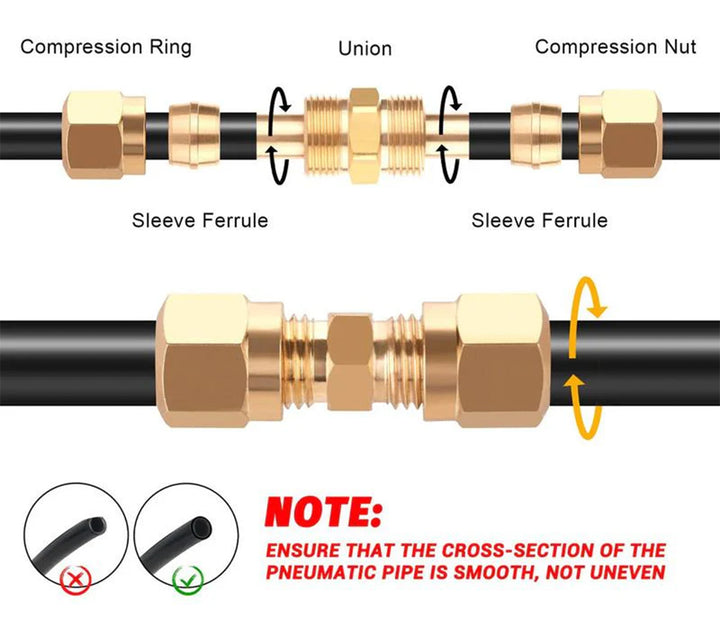 Brass Air Hose Union 1/2" ID (Set of 5)