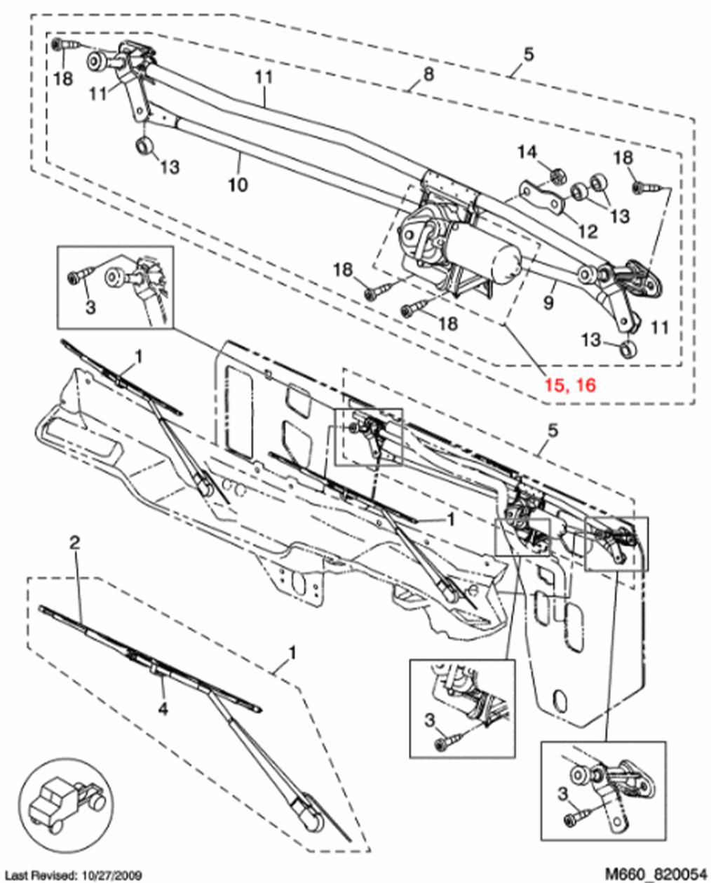 Windshield Wiper Motor 12V Freightliner Cascadia 2008-2017