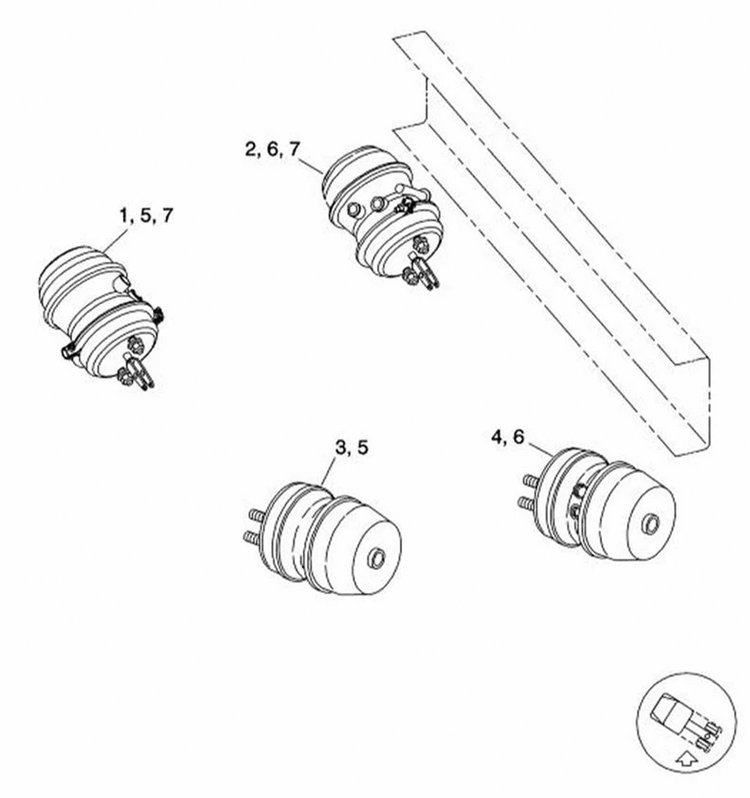 Air Brake Spring Brake Chamber Set of 2 | Heavy Duty Long Stroke Type 30/30 | 3.0" Stroke