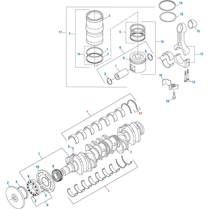 Kit de cojinete inferior STD Cummins ISX Árbol de levas en cabeza simple (2882087)