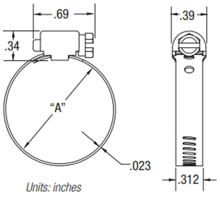 Clamp 300SS 1/2 Band 3/8 to 7/8 (35 in-lbs)(Set of 10)