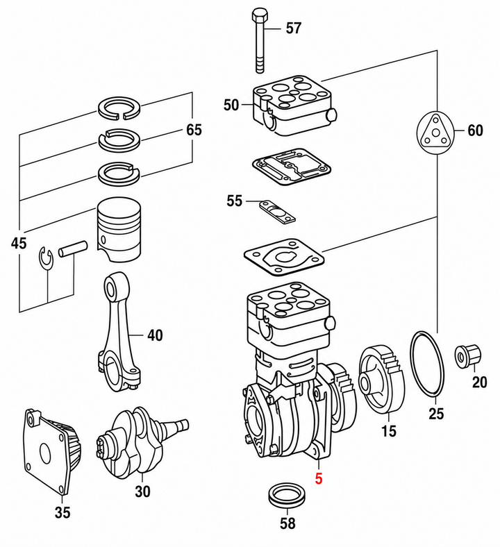 Mercedes MBE 900 Air Brake Compressor (M2)