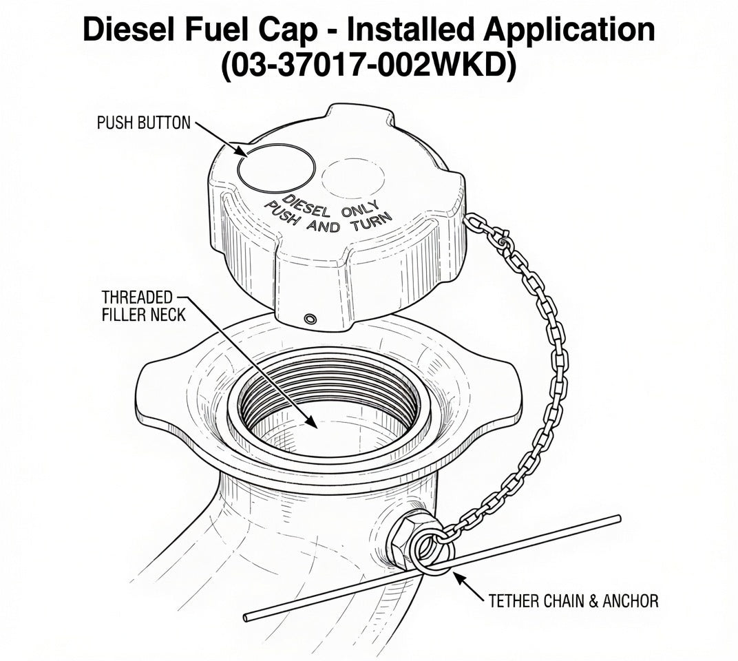 Locking Fuel Tank Cap (Freightliner) (03-37017-002WK)