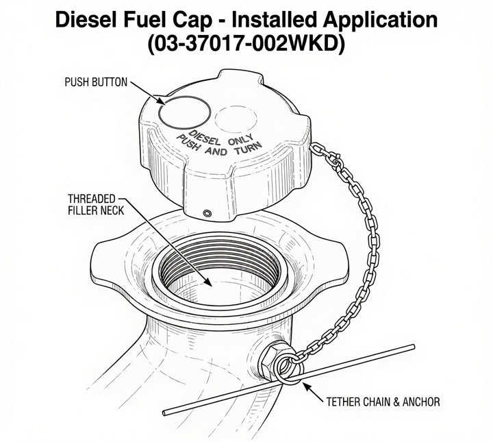 Locking Fuel Tank Cap (Freightliner) (03-37017-002WK)