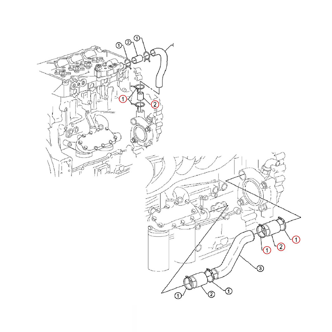 Water Pump Silicone Coolant Hoses & CT Clamps Kit for Detroit Diesel Series 60 12.7L