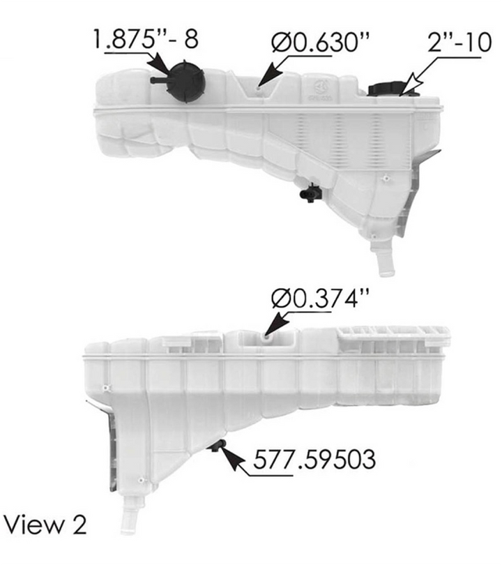 Heavy Duty Pressurized Coolant Reservoir with Cap and Sensor Kenworth & Peterbilt 2008-2024