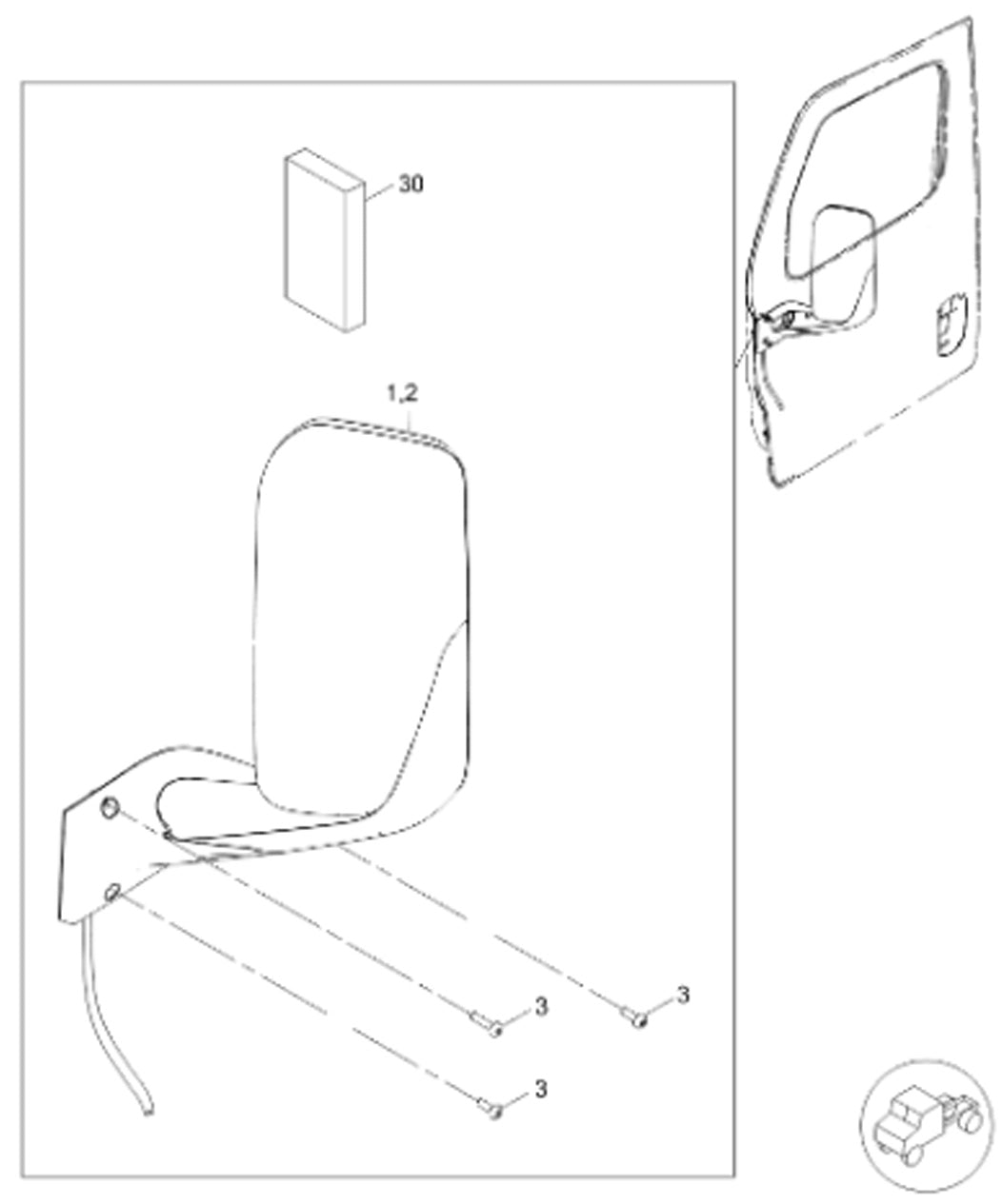 Black Door Mirror Assembly Right Hand Freightliner Cascadia 2018-2020