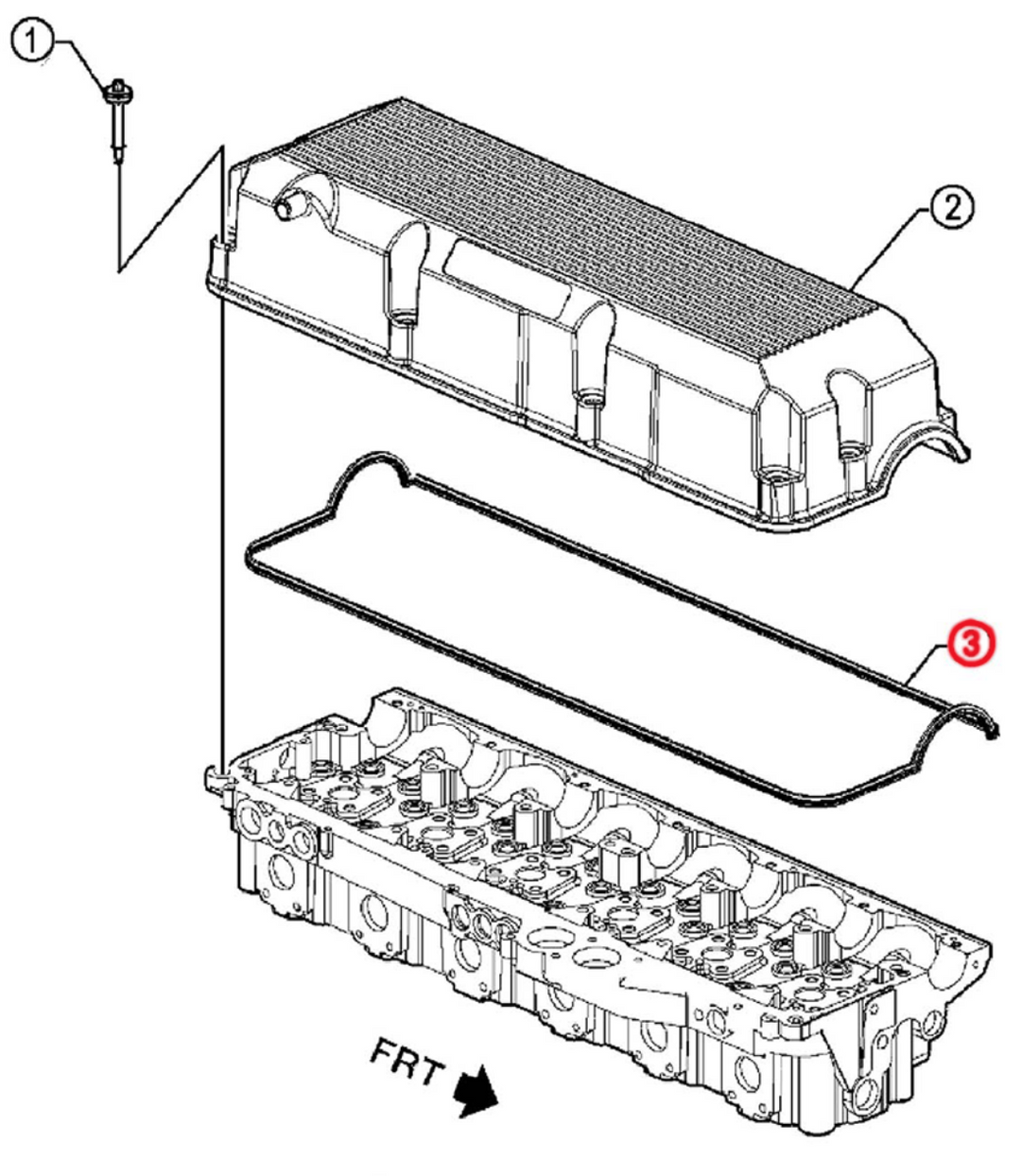 Junta de tapa de balancín negra para motores Detroit Diesel serie 60 de 12,7 l y 14 l (23539103)