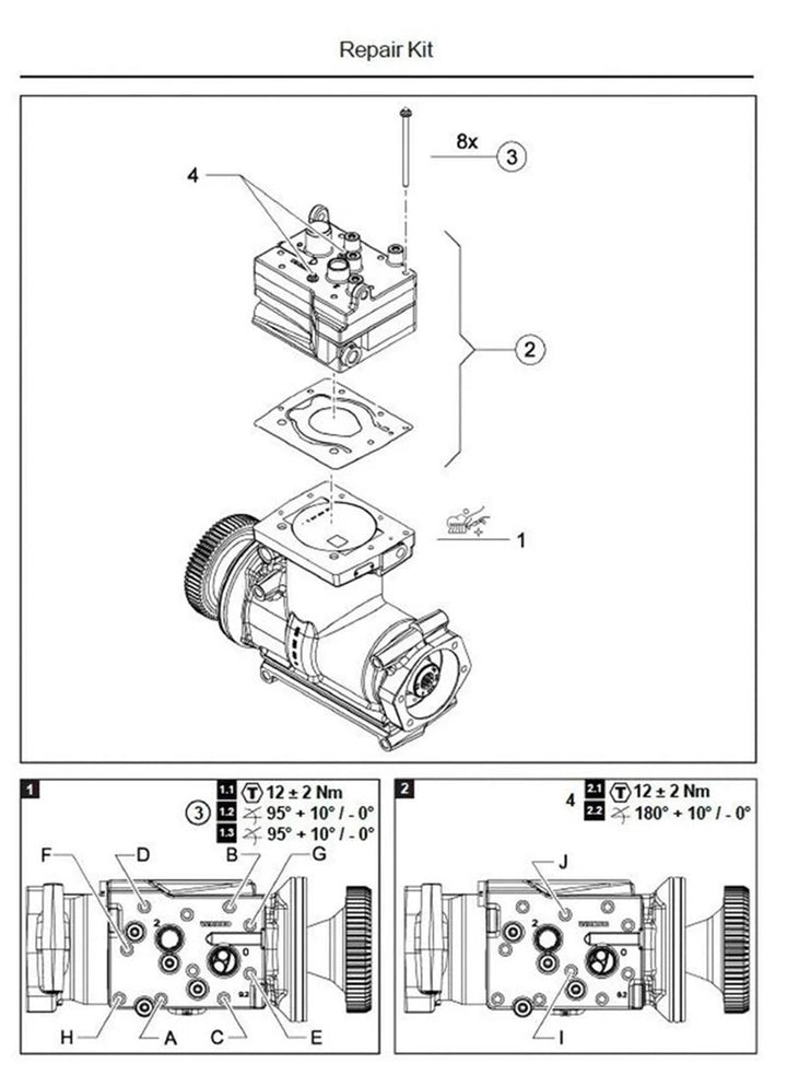 Air Brake Compressor Repair Kit Detroit Diesel S60 12.7L TF-550