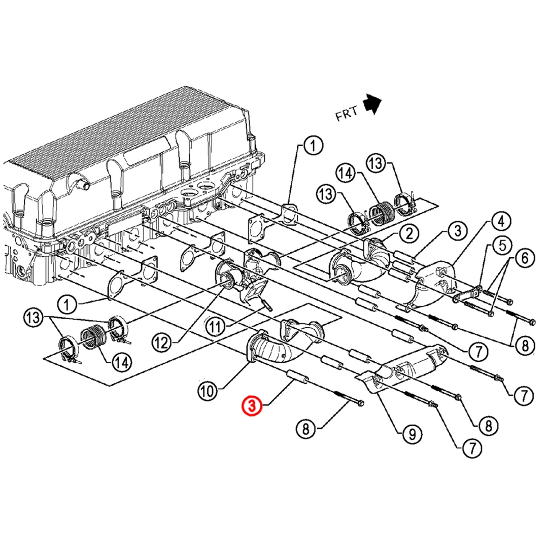 Set of 12 Exhaust Manifold Spacer Detroit Diesel S60