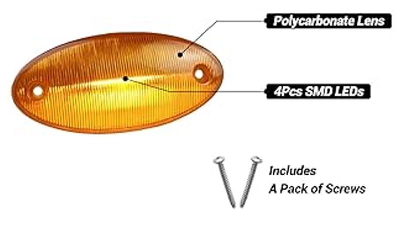 Amber LED Oval Cab Marker Light (International)
