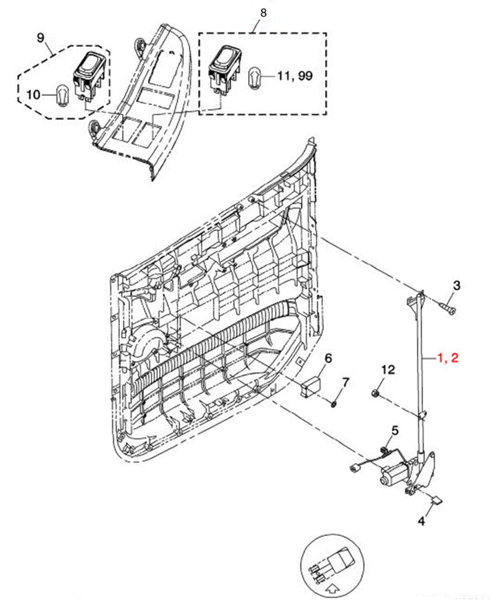 Window Regulator and Motor Asm Front Left (Freightliner Century)