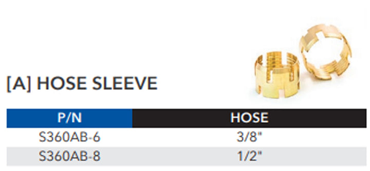 Brass Air Brake Hose Sleeve 3/8" (Set of 5)