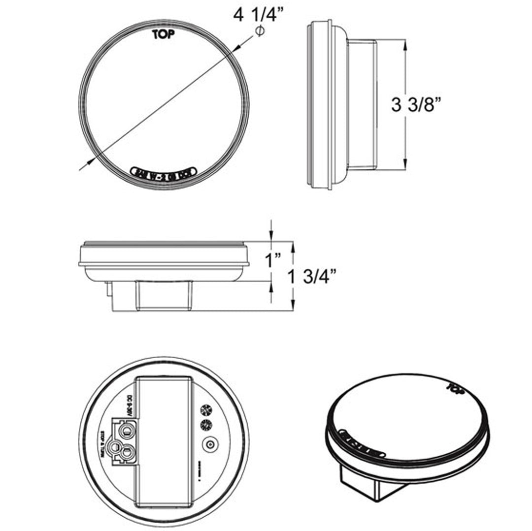 Kit de lámpara de advertencia redonda de 4" con ojal y cable flexible (22 LED)
