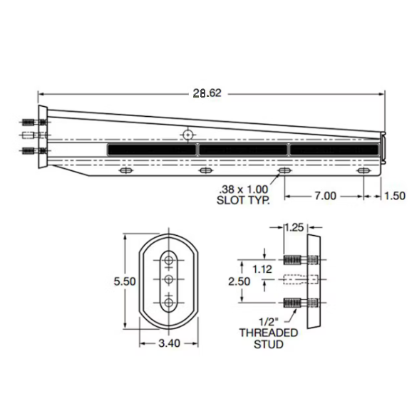 Spring Loaded Bracket 28" Straight Arm Black Set of 2