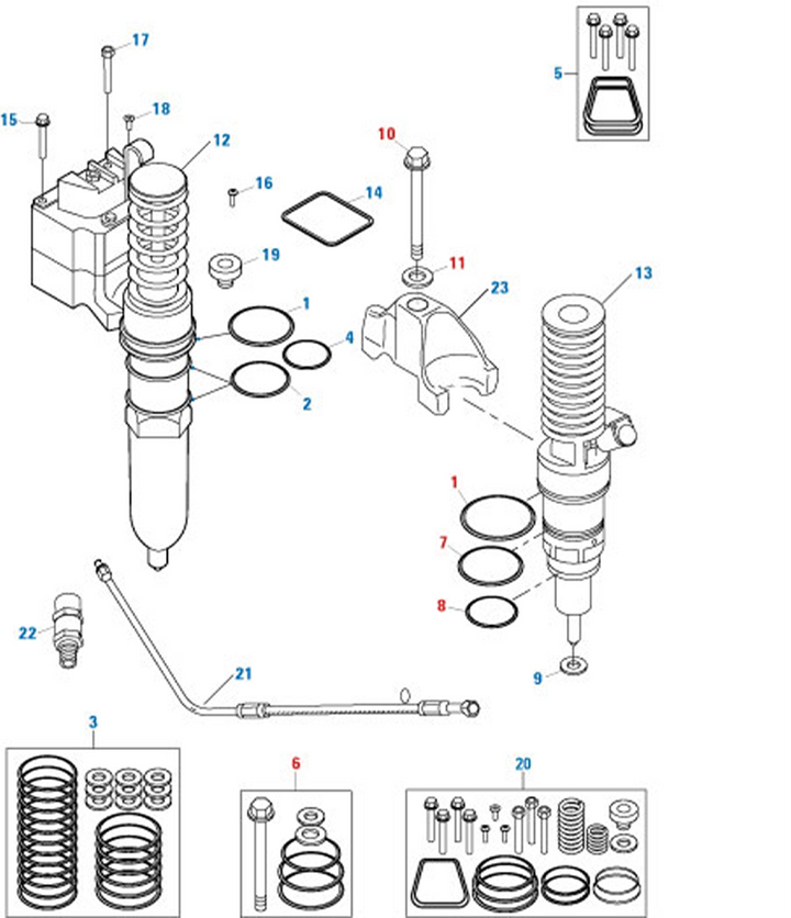 Injector O-ring Kit S60 14 L Set of 6 (23537111)