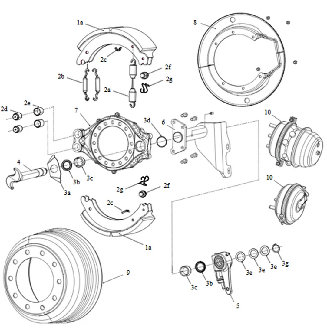 Heavy Duty Brake Shoe Assembly Kit With Hardware Kit 23,000 Pounds