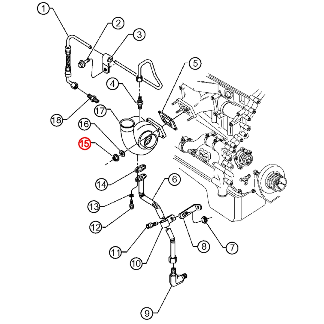 Tuerca de montaje del turbo Detroit Diesel S60 (juego de 4)