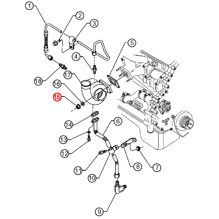 Tuerca de montaje del turbo Detroit Diesel S60 (juego de 4)