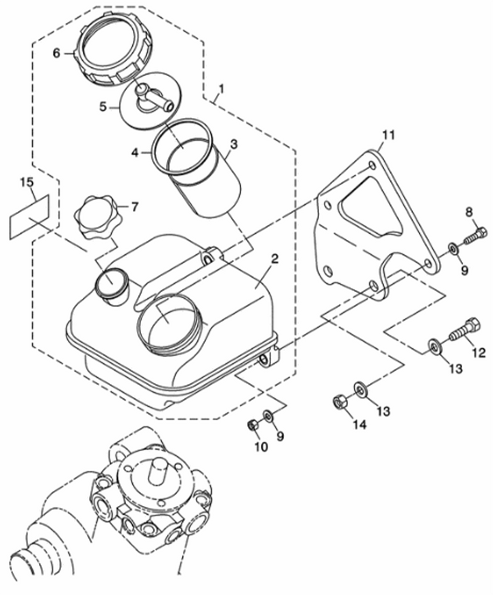 Power Steering Fluid Reservoir Tank with Cap