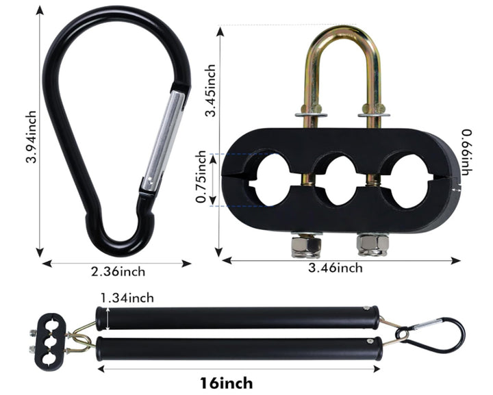 16" HD Dual Tracker Tender Springs Kit for 3 in 1 Air Line Hose (Clip, Covers and 3-Hose Holder))