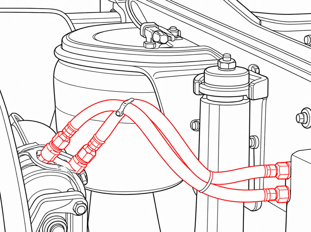 3/8" ID x 26" Air Brake Hose Assembly, 3/8" Male Rigid Swivel x 3/8" Male Rigid Swivel, Black