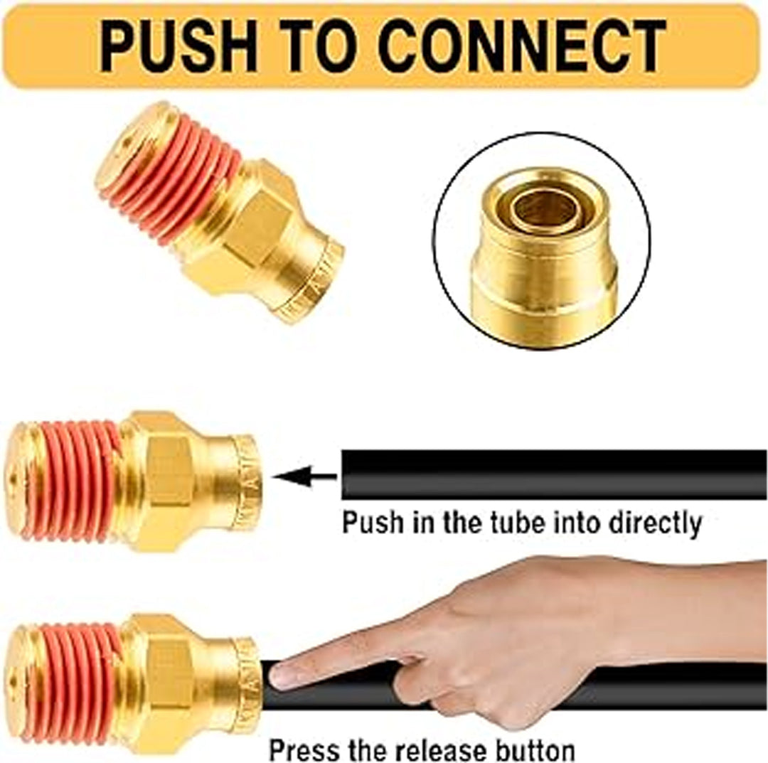 DOT Union Connector Brass Push-Lock Air Brake Fitting Kit