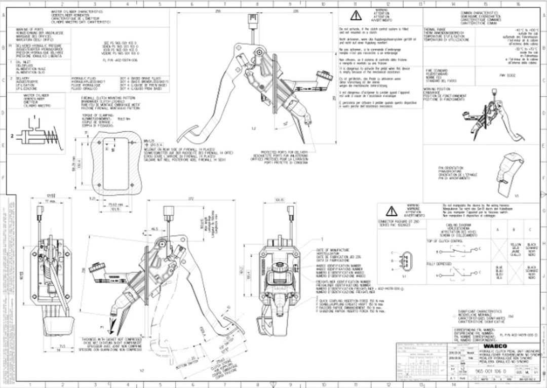 Unidad de pedal de embrague hidráulico (9650012080)