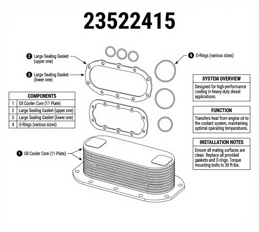 Series 50 & 60 Engine Oil Cooler (11.1L, 12.7L, & 14L) (23522415)
