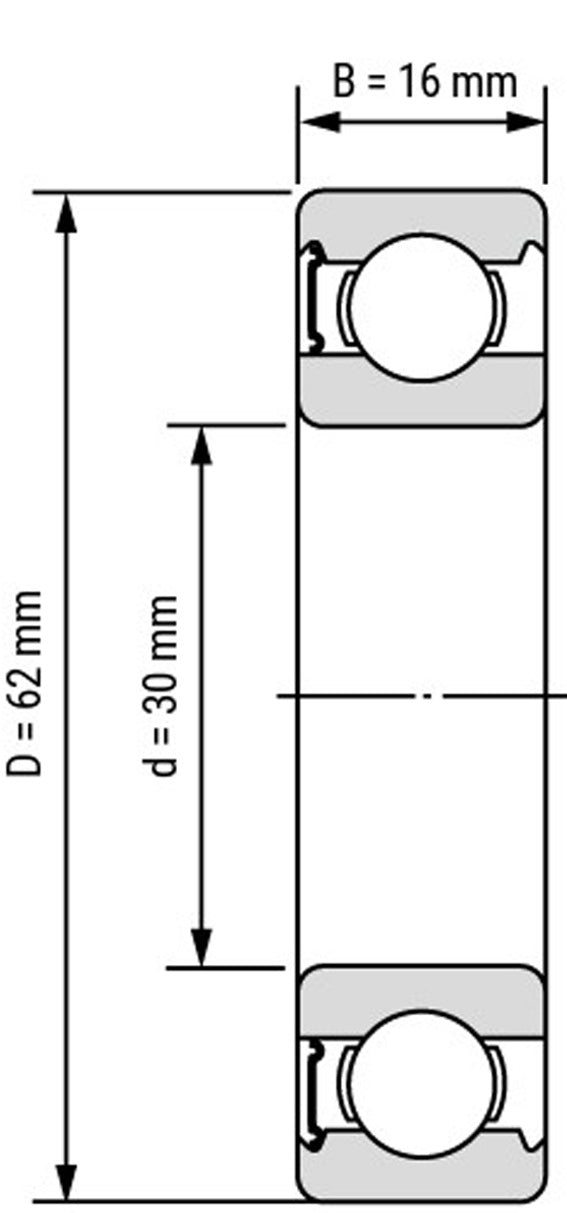 HD Rubber Seal Ball Bearing 6206RS (30x62x16)