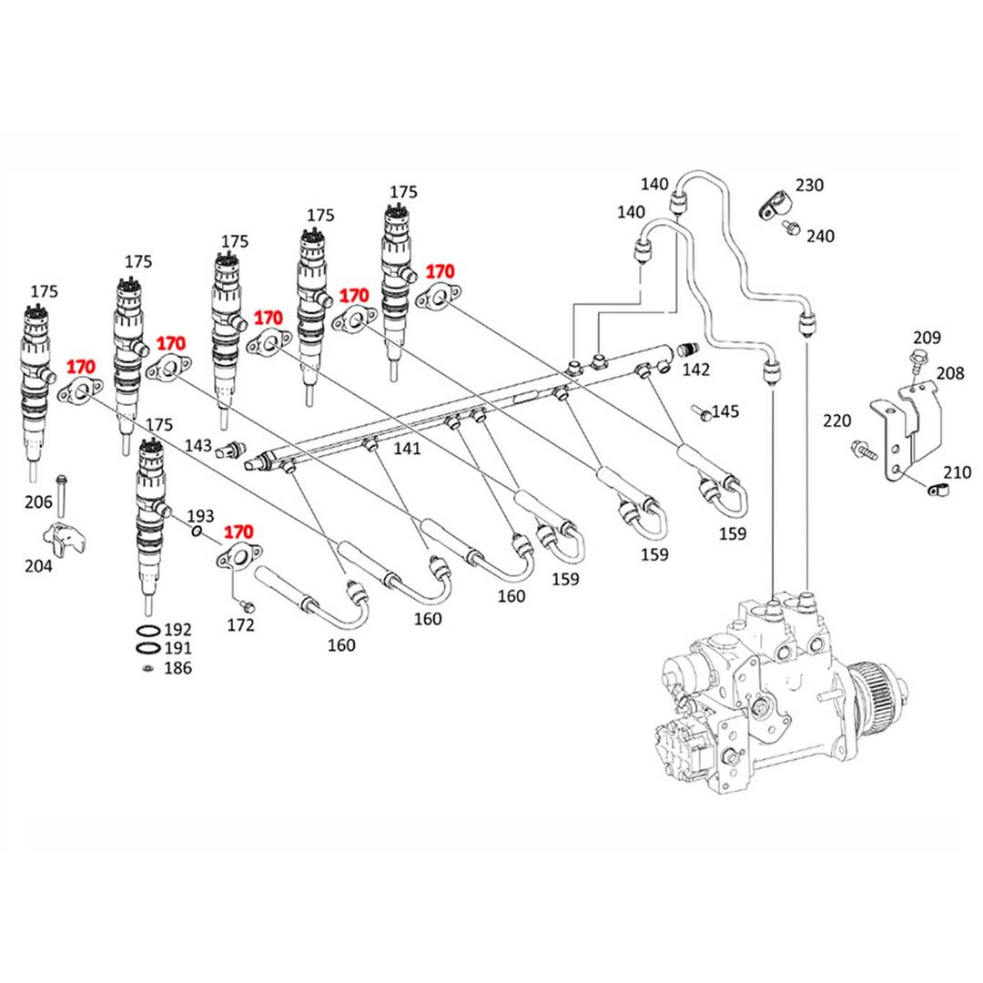 Sello de inyector DD15 (juego de 6) (N.° anterior: A4720780180)